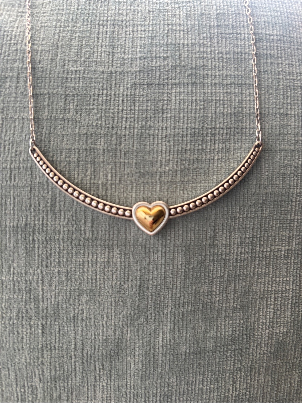 Brighton Pretty Tough Two-Tone Reversible Heart Bar Necklace - Gold and Silver